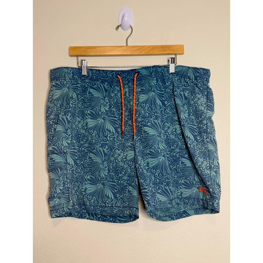Tommy Bahama Relax Men's Blue Floral Swim Trunks Board Shorts Cargo Pocket Large